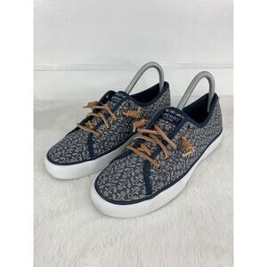 Sperry Women’s Size 7.5M Nautical Anchors Comfort Sneakers Blue Fabric